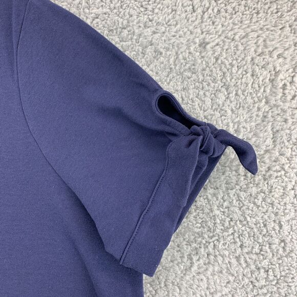 Women's Norm Thompson Prima Plus Size 1X Blouse Top Cotton Blue Short Sleeve - Picture 5 of 11